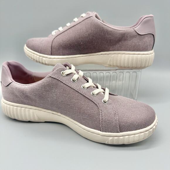 Clarks Caroline Echo Lilac Sneakers Canvas Zip Comfort Shoes Size 8.5 W - Picture 2 of 10